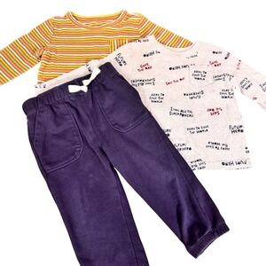 3pc Garanimals First Impressions Dip Boys 12-18M 2 LS Tops Navy Blue Sweatpants